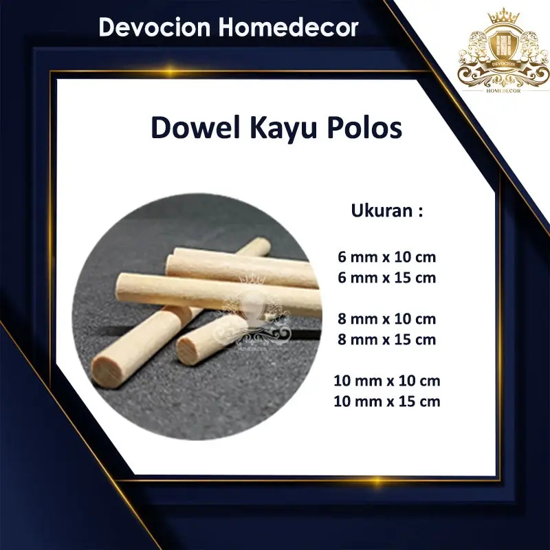 Dowel Kayu Polos Tebal 6mm, 8mm, 10mm. Panjang : 10cm, 15cm. Dowel Kayu Bulat Dowel Polos Stik Bulat