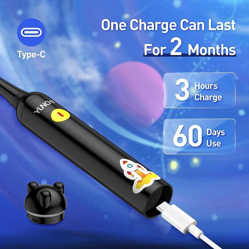 Product Introduction of Electric Toothbrush Set, 1 Count Electric Toothbrush with Replacement Brush Heads & DIY Sticker, Soft and Non Irritating Toothbrush 5