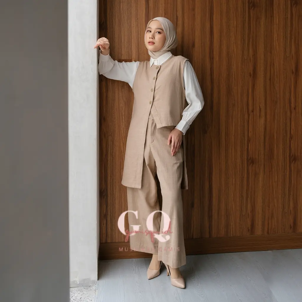 YEPPUOUTFIT - Afifa Set Raya Series | Basic Setelan Outer Asimetris Dan Kulot Panjang Outfit Lebaran Ramadhan Fashion