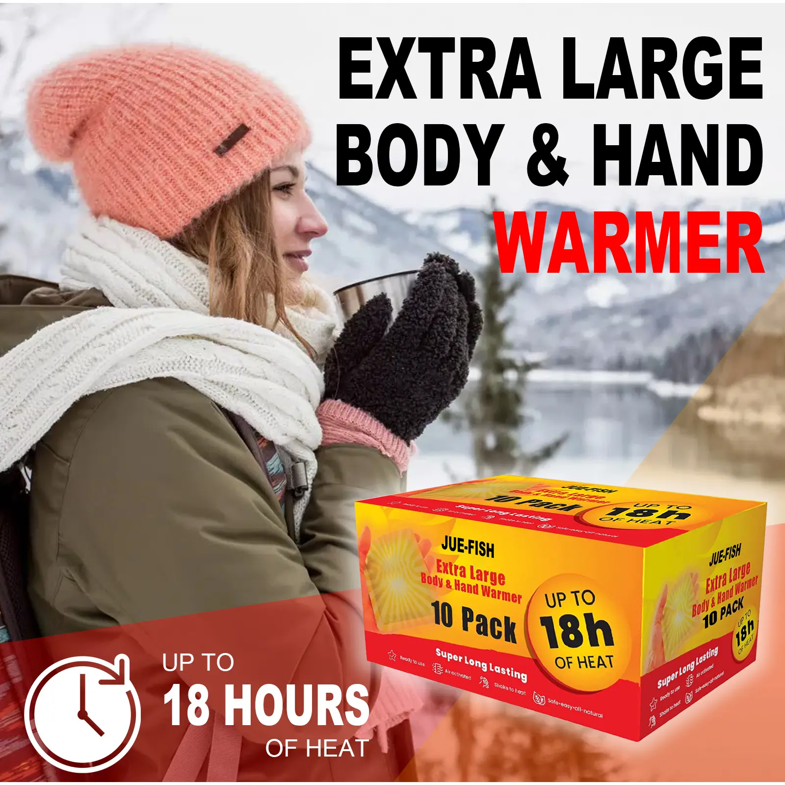 Body & Hand Super Warmers Natural Odorless Heat Packs Long Lasting Warm Time 18 Hours