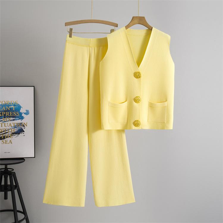 Product Introduction of New summer women's wear in 2025: a fashionable set consisting of a knitted vest with golden buttons and a midi skirt, and a homewear package. Clothes Womenswear 4