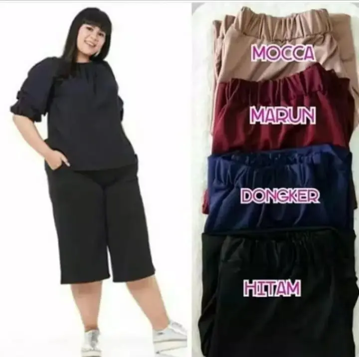 Promo 100 dapet 5 pcs!!! Celana Pendek Polos Jumbo // Celana Pendek Wanita dewas Sehari Hari termurah Kulot Crepe Santai Shorts Harian 1