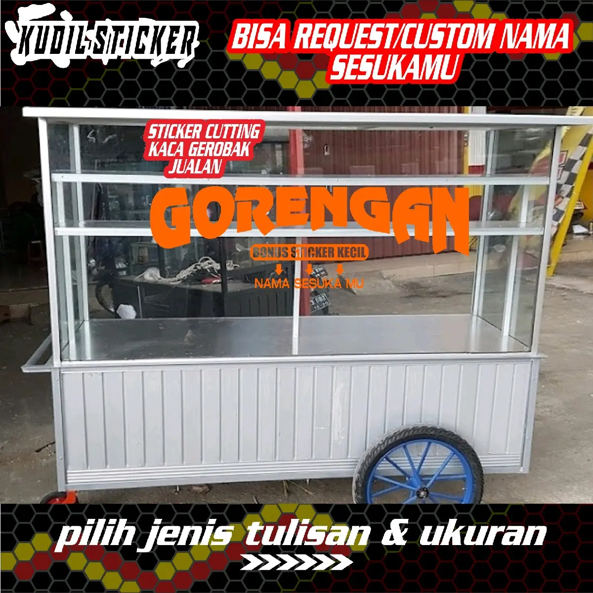 Sticker Gerobak, Sticker Jualan, Sticker Etalase, Sticker Kaca, Sticker ...
