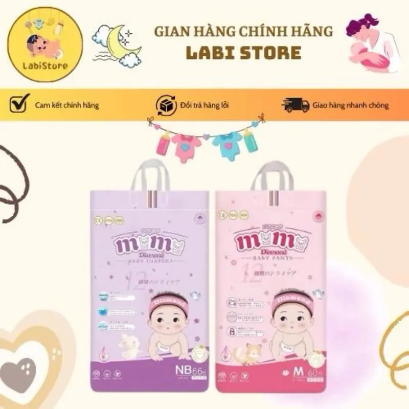 (Mẫu mới 2025) Combo 03 bịch tã bỉm momodiamond 1