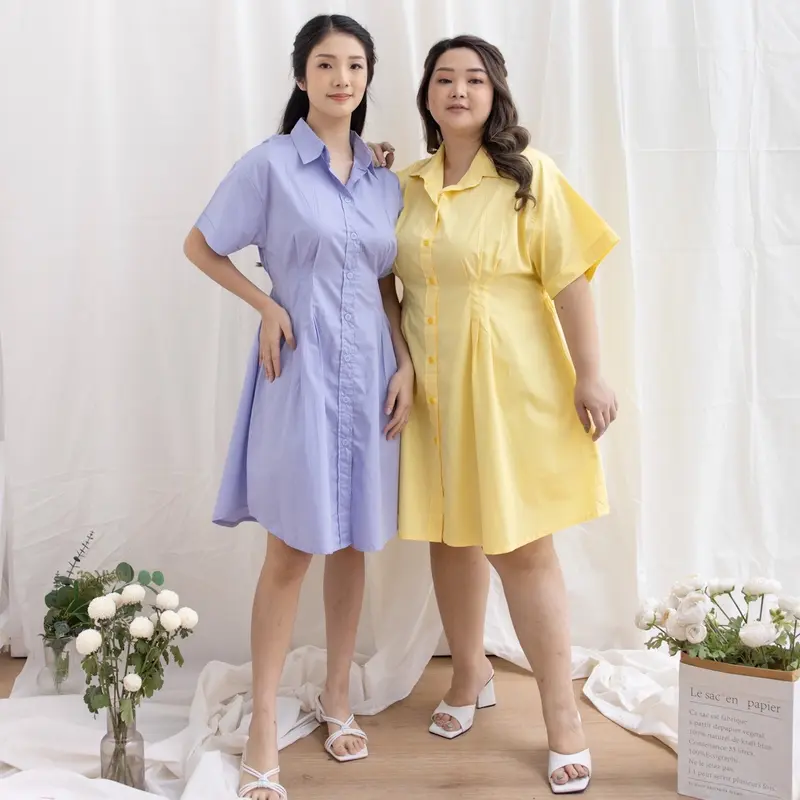 Eclaire - Joyce Dress Normal Grande Bigsize | Dress Kerah Katun Wanita Korea Casual Pastel Jumbo S-L XL XXL 0