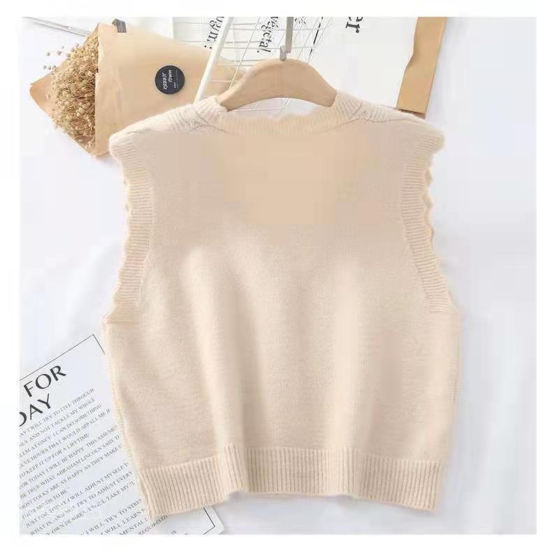 Áo Vest Dệt Kim, Hàng Mới Về Mùa Thu Của Phụ Nữ, Dáng Rộng Vừa Vặn, Phong Cách Phương Tây, Áo Len, Không Tay, Áo Cardigan, Thiết Kế Cổ Chữ V, Thích Hợp Cho Áo Khoác Cơ Sở Waistoat Của Phụ Nữ Top Women 5
