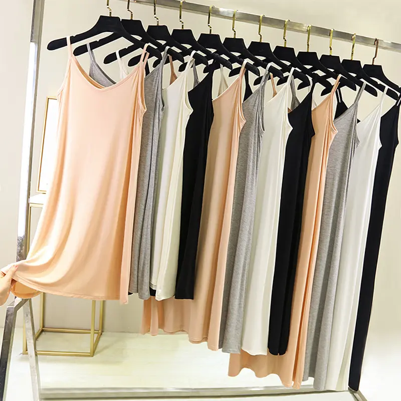 Modal Slip Dress Inner Layer Long Loose Anti-Transparency Lining Skirt White Base Vest Plus Size Dress