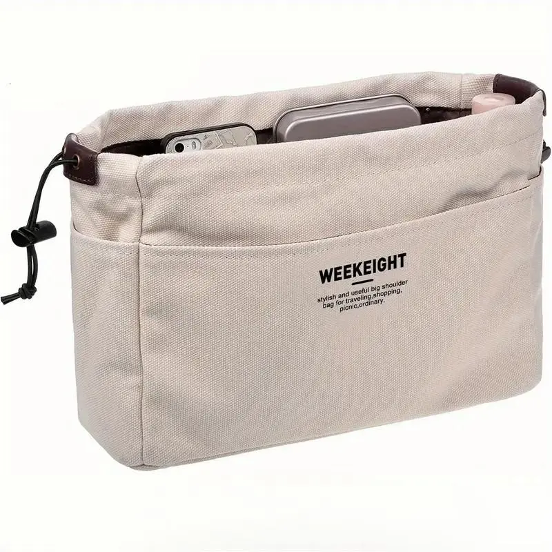 Canvas Storage Bag, 1 Count Lightweight Portable Travel Storage Bag with Drawstring, Large Capacity Inner Pocket Organizer for Indoor & Outdoor 6