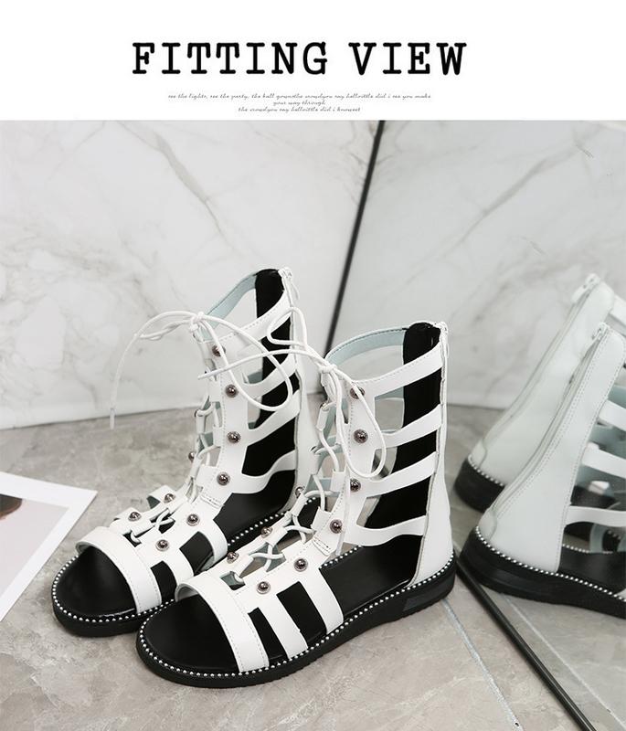 Product Introduction of Bốt Sandal Cao Cấp Hàng Mới Về Mùa Hè 2024, Dành Cho Nữ, Ngoại Cỡ Phổ Biến, Đinh Tán La Mã, Khoét Lỗ Sau, Khóa Kéo Sau, Bốt Sandal Đế Bằng, Quốc Tế Thương Shoes Boot GiàY 6