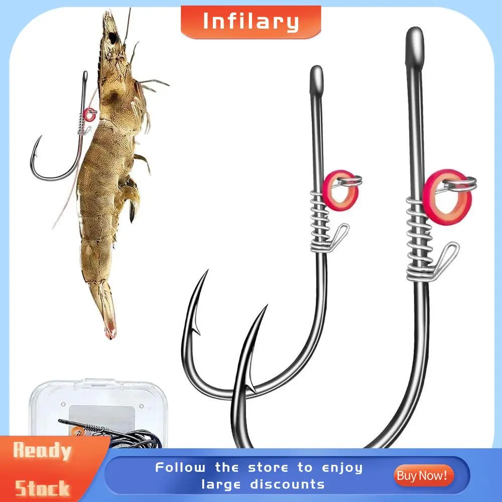 10pcs New Pickerel Live Shrimp Bait Hooks Wacky Weedless Worm High Carbon Steel High-carbon Steel Fishhook Soft Worm Wide Gap Hawksbill Single Hook Sea Fishing