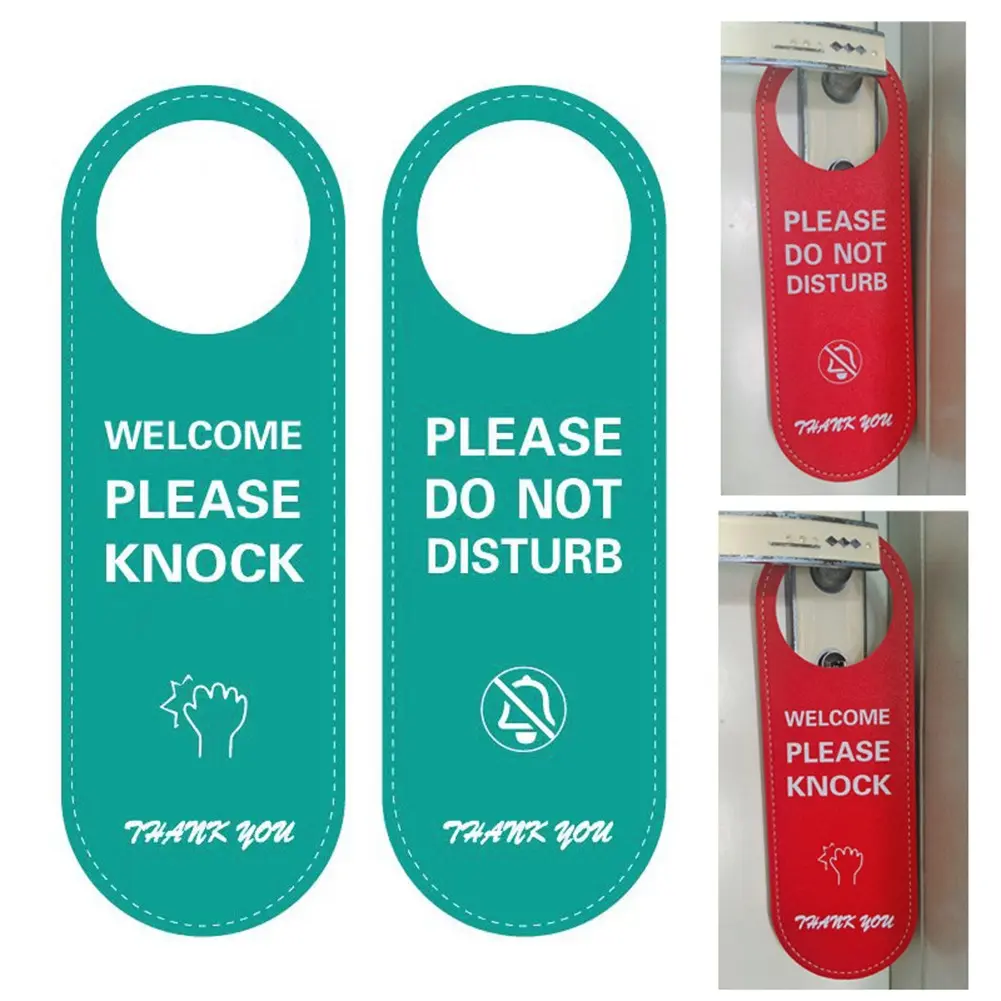 24CM Leather Do Not Disturb Sign Office Door Sign English Version Door Sign