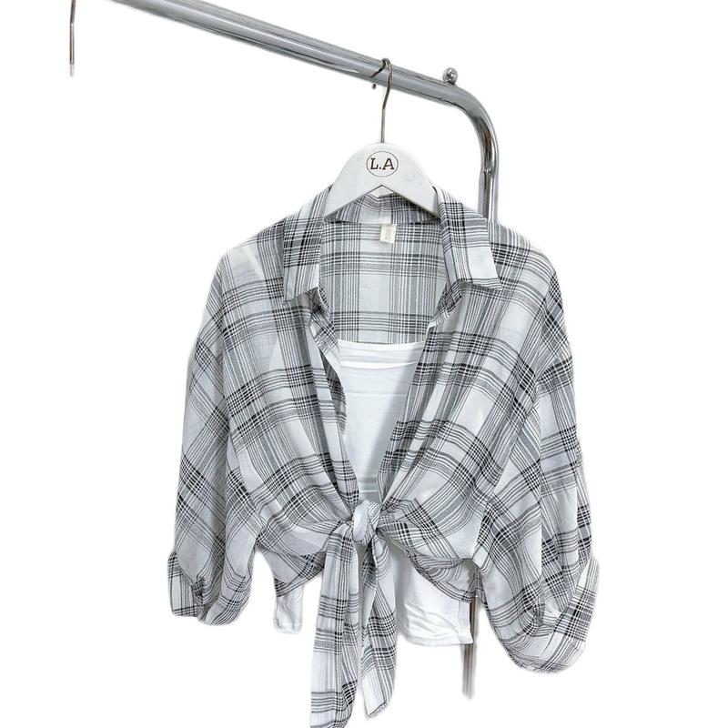 Sét áo sơ mi cánh dơi phom thụng buộc vạt