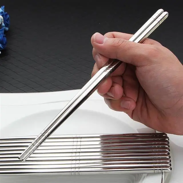 Bộ 10 Đôi đũa inox thân vuông, Siêu bền chống trơn trượt