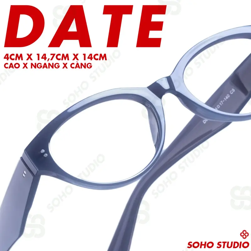 Gọng kính DATE Soho Studio gọng mắt mèo thanh mảnh sang xịn mịn Mắt Kính chống tia UV 0