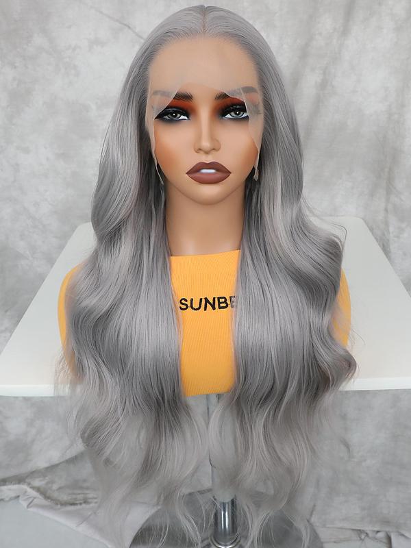 30 Inch Long Wavy Synthetic Wigs for Women, Gorgeous Fluffy Wigs without Bangs, Heat Resistant Synthetic Lace Front Wigs for Party, Daily Use 3