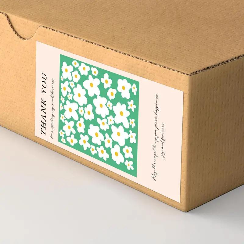 Thank You Gift Box Sealing Sticker, 50pcs/set Leaf & Flower & Fruit Pattern Label Sticker, Multipurpose Label Sticker for Bakery, Cake, Party Favors 5