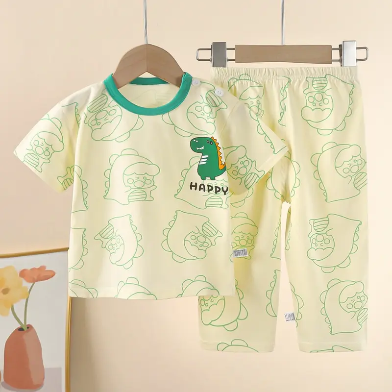UNIWEAR SETELAN ANAK LAKI-LAKI 0-5 TAHUN PIYAMA ANAK BAJU ANAK PEREMPUAN BAJU PENDEK DAN CELANA PANJANG KATUN 1
