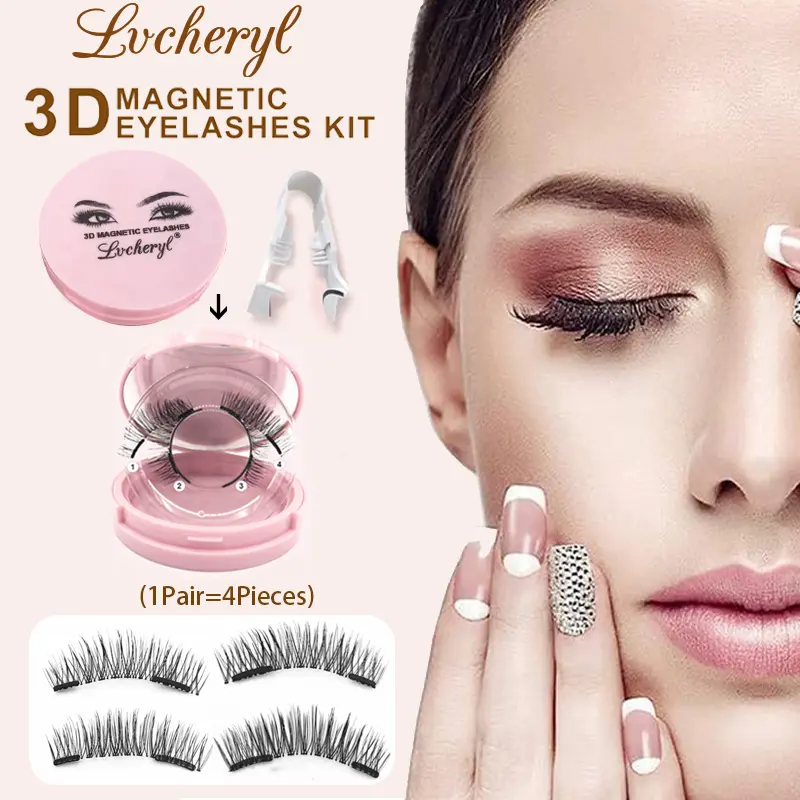 Lông Mi Từ Tính, Mikiwilash, Bộ 4 Miếng, Với Dụng Cụ Dụng Cụ Kẹp, Lông Mi Từ Tính Kép, Hộp Tráng Gương Màu Hồng, Trông Tự Nhiên, Trọng Lượng Nhẹ, Có Thể Tái Sử Dụng, Không Cần Keo, Lông Mi Giả 3D