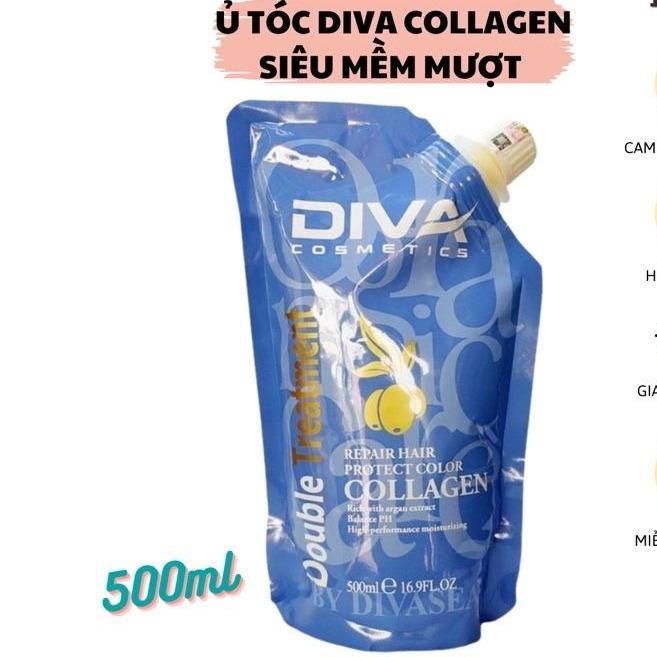 Kem ủ tóc collagen DIVA 500ml Hấp tóc phục hồi hư tổn với thành phần Collagen tự nhiên từ tảo hàng loại 1