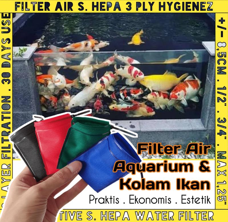 Filter Air Kran HYGIENEZ Saringan Kain 3 Lapis Mikron Semi Hepa Terbaik Kantong Kantung Sambungan Tambahan Keran Wastafel Bak Kamar Mandi Tandon Toren Sumur Bor PDAM Akuarium Aquarium Ikan Kolam Renang Minum Batu Penyaring Penjernih Alami Keruh Bau ZERNII 8