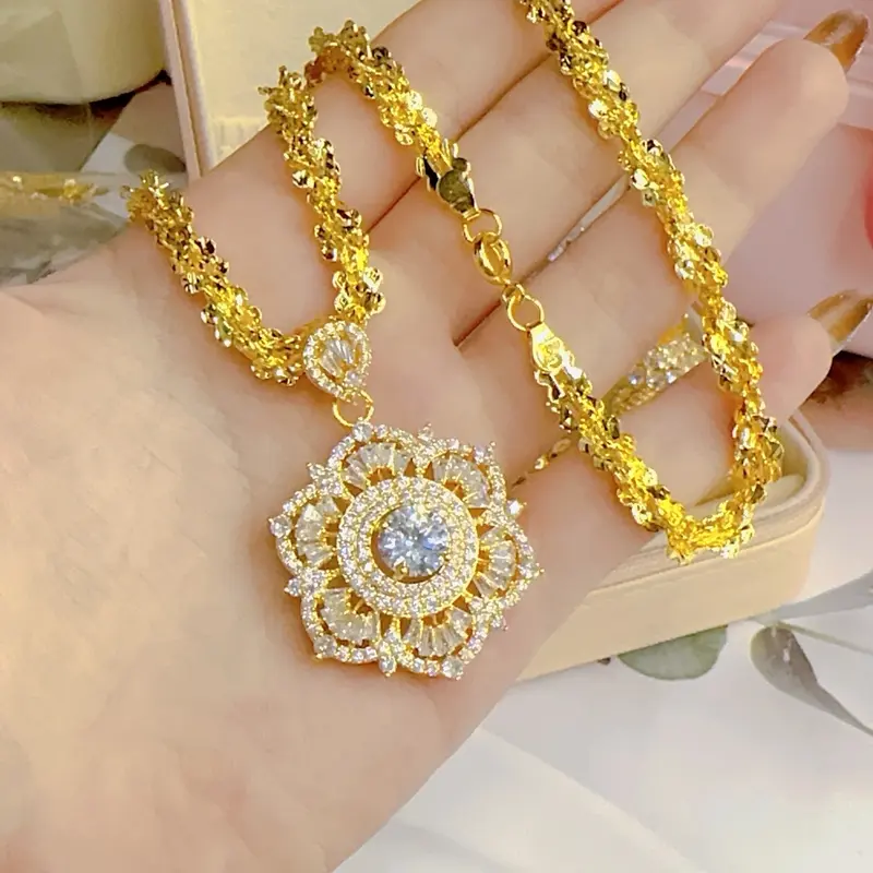 Dây xoắn hoa mai kèm mặt hoa tuyết Women Chain Trang Sức 0