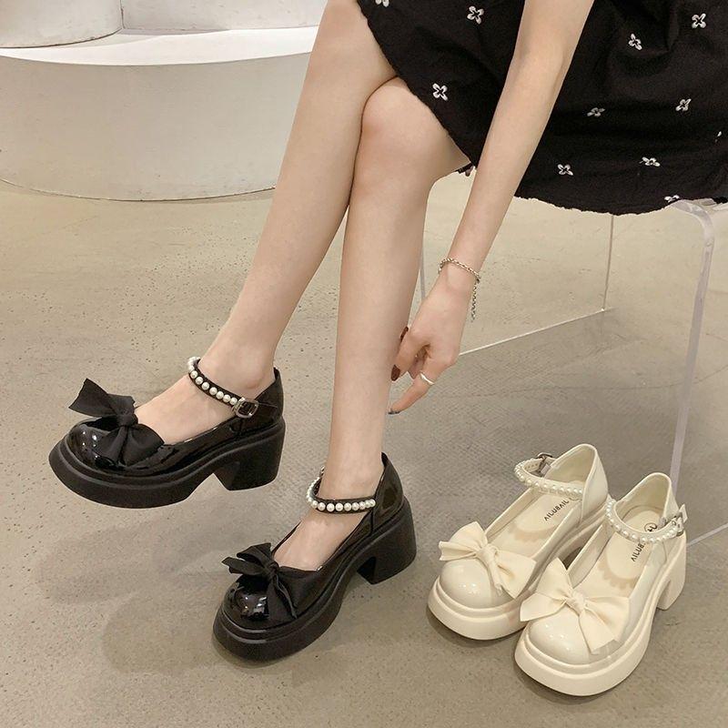 Giày Nữ, Cỡ Lớn (35-43), Phong Cách Mary Jane, Có Nơ, Gót Chunky, Hoàn Hảo Cho JK 4