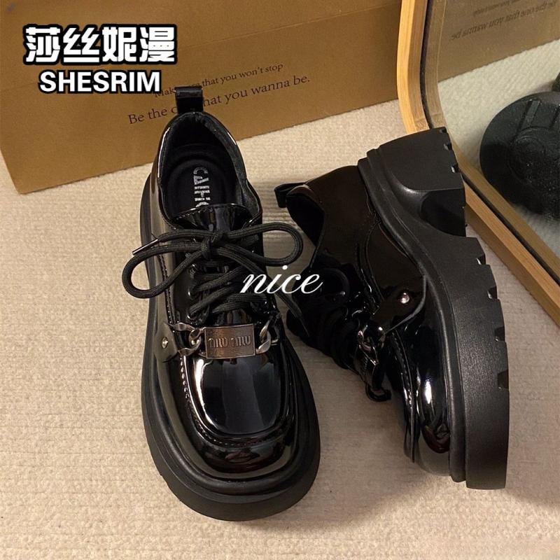 Product Introduction of Sasni High-Value Height-Increasing Thick-Soled JK Small Leather Shoes 2025 Spring New Retro British Versatile Lace-Up Shoes Footwear 24