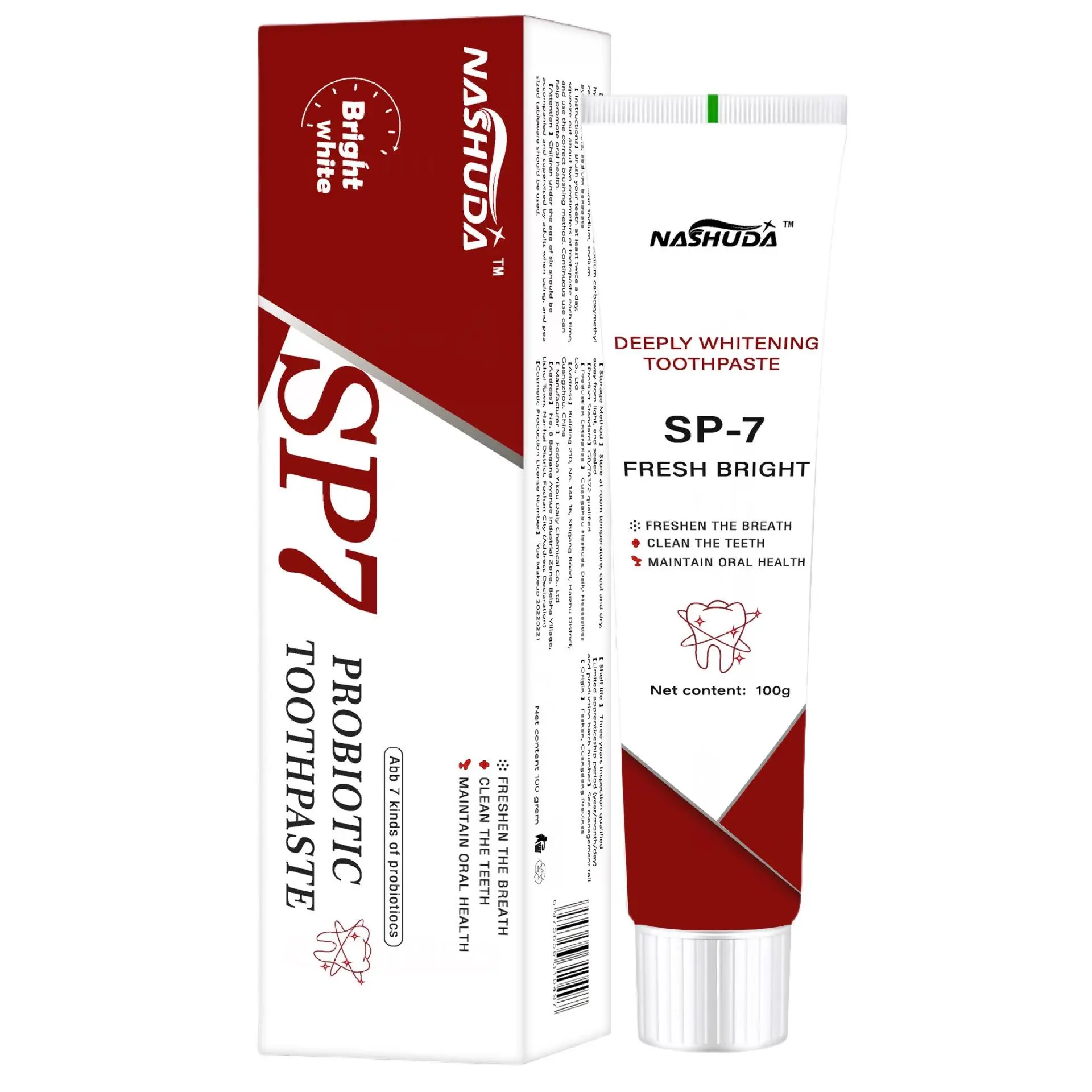Sp-7 Probiotic Toothpaste to Remove Bad Breath to Remove Stains Brightening White Breath Yellow Tooth Toothpaste