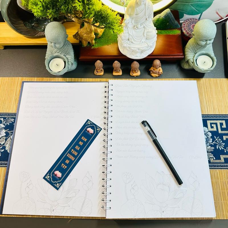 [ Tặng Vòng 108 hạt, 10 Bút Ngòi, 1 Bút Nhũ ] Sổ Chép Địa Tạng (BẢN CAO) Chữ Mờ < DTXBC > tu tap 8