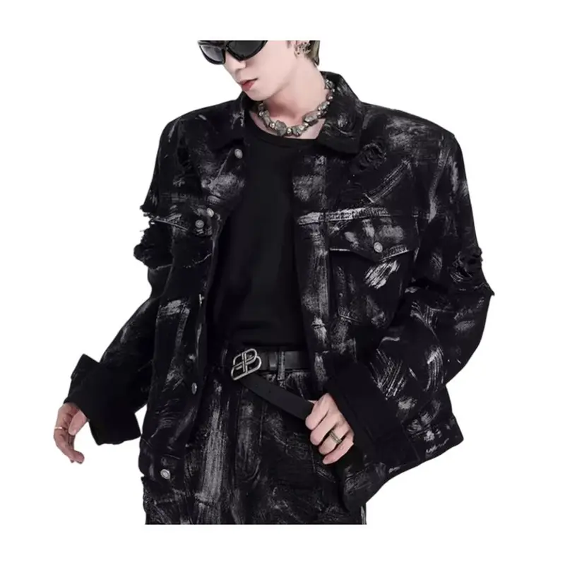 Bộ Đồ Denim Chở Hàng Phong Cách Trung Quốc Mới, Dễ Phối Đồ Và Đẹp Trai, Trọn Bộ, Phổ Biến Vào Mùa Xuân Và Mùa Thu, Áo Khoác Đường Phố Cao Cấp Quần Jean, Dành Cho Nam Giới, Tỷ Lệ Mua Lại 44% Menswear Pants Baggy Có Túi 1