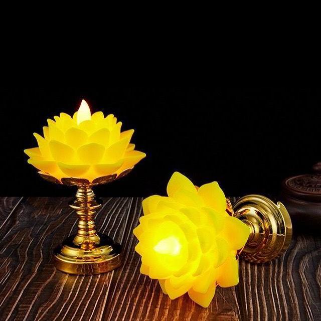  Đèn Thờ Hoa Sen Hình Bông Hoa Nở sử dụng pin kiểu đèn rất đẹp dùng bàn thờ thờ phật bóng led an toàn 