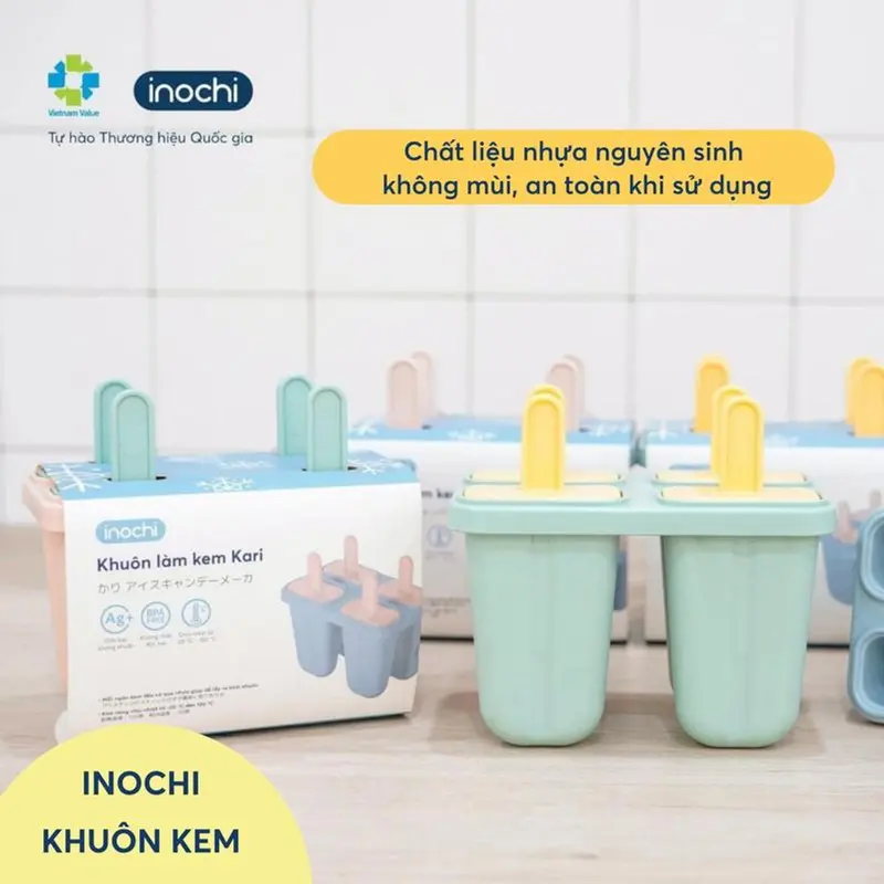 Khuôn làm kem Inochi Kari cho bé, tích hợp kháng khuẩn bằng ion Ag+ và không chứa BPA 0