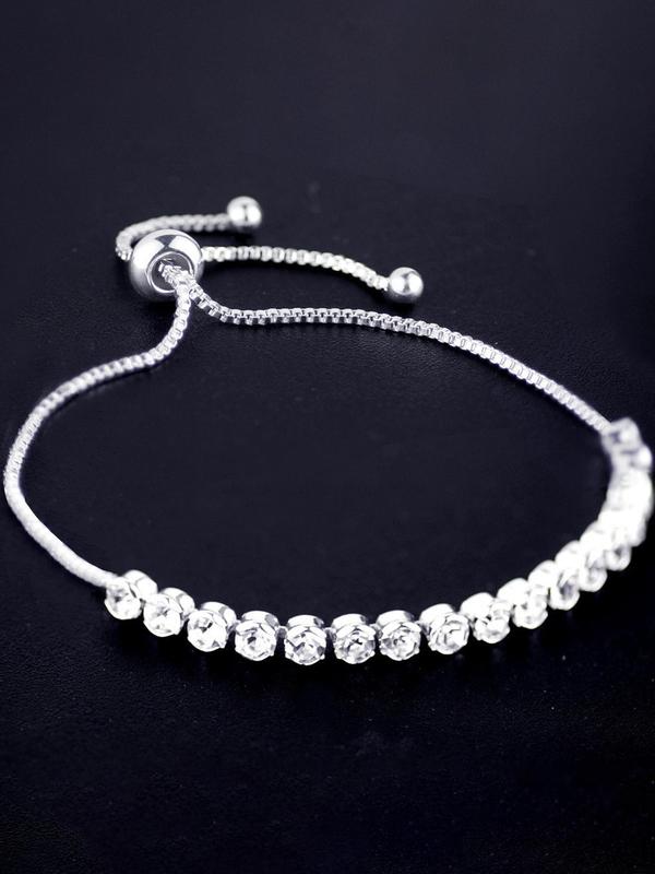 Adjustable Zircon Decor Bracelet, Fashionable Jewelry for Women & Girls, Trendy All-match & Exquisite Jewelry for Birthday Gift 5