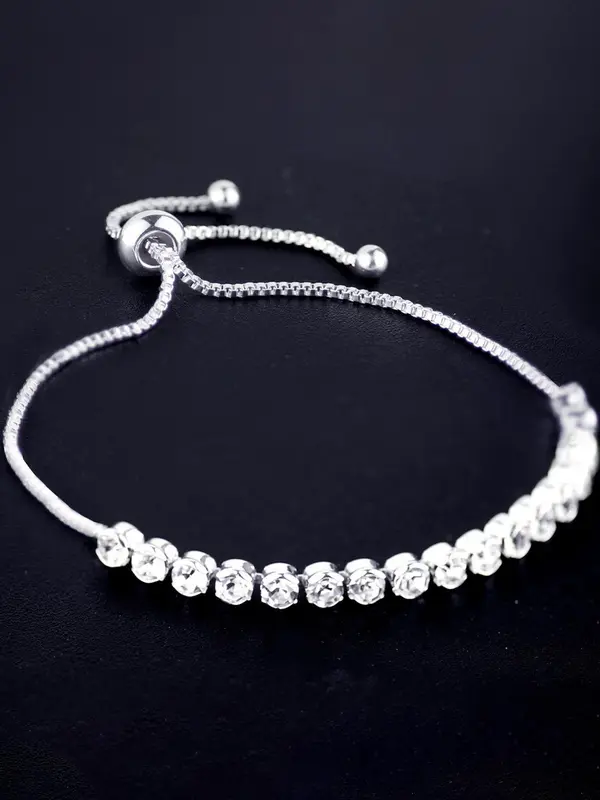 Adjustable Zircon Decor Bracelet, Fashionable Jewelry for Women & Girls, Trendy All-match & Exquisite Jewelry for Birthday Gift 5