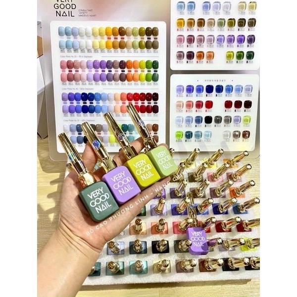 Set sơn gel Very Good nail 60 màu nắp vàng gold tone Hàn Quốc sơn đặc mướt tặng kèm bảng base top