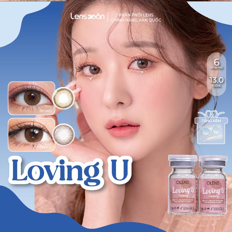 Kính áp tròng cận 6 tháng LENS XOẮN lens nâu tự nhiên OLENS LOVING U