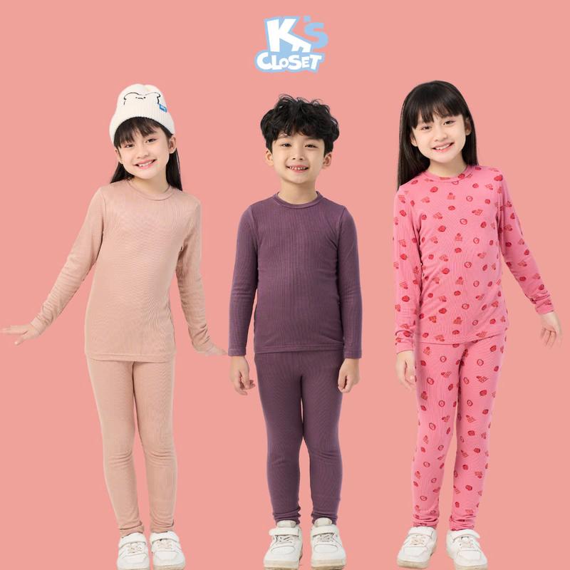 K's Closet - Bộ Quần Áo Giữ Nhiệt Chất Liệu Vải Cotton Thun Tăm Co Giãn Cho Bé Trai Và Bé Gái 2-12 tuổi từ 10kg -46kg KT300FOF KT024FIF KT125FIF