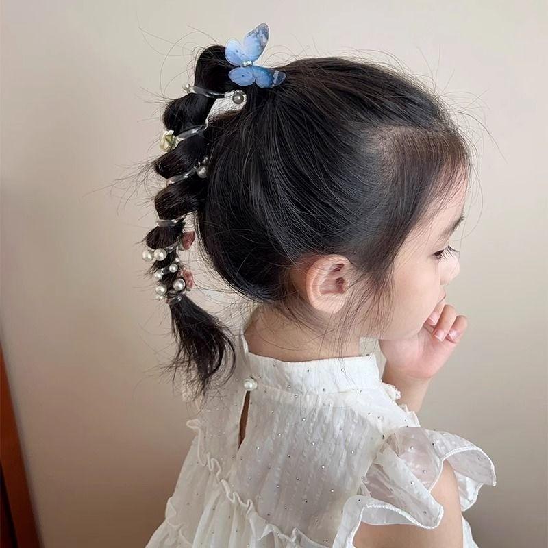 Product Introduction of Korean Fashionable Children's Butterfly Flower Pearl Phone Cord Hair Rope 29