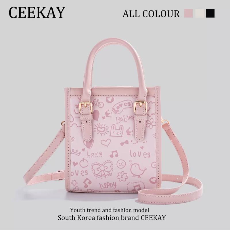 Túi Xách Nữ CEEKAY Chính Hãng Họa Tiết Hoạt Họa Quai Quai Xách Sang Chảnh Nữ Tính Hàng Quảng Châu