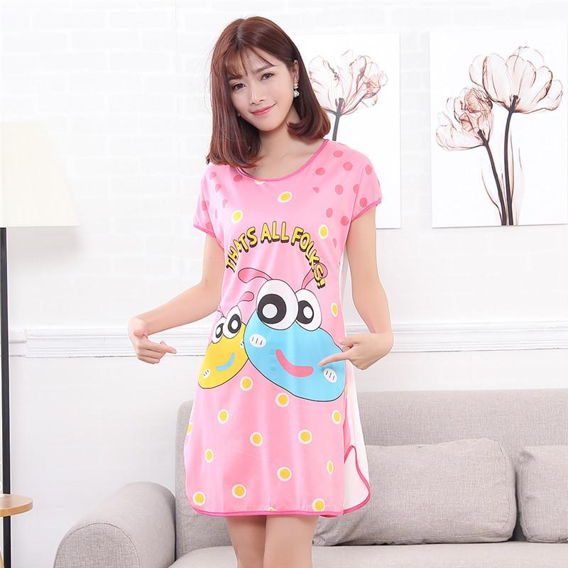 Product Introduction of Summer new cartoon variety cute women's milk silk one-piece short sleeved nightgown, home pajamas Collar Fabric 23