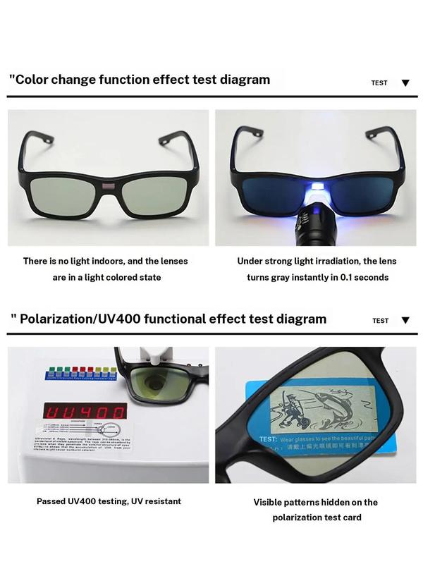 Unisex Simple Style Smart Photochromic Sunglasses (1 Pair), Trendy Casual Square Frame Sunglasses for Everyday Use, Fashion Accessories for Outdoor Activities 3
