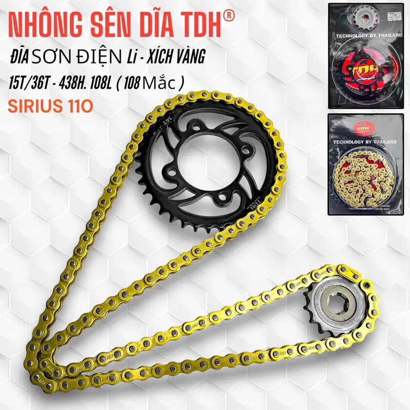 [ Thành DH ] Nhông Sên Dĩa TDH V2 Lắp Cho Sirius 110 - 50 - Wave - Dream [ Sên 10 Li/ 108 Mắc Lắp Cho Gắp Dài ] Phụ Tùng 2