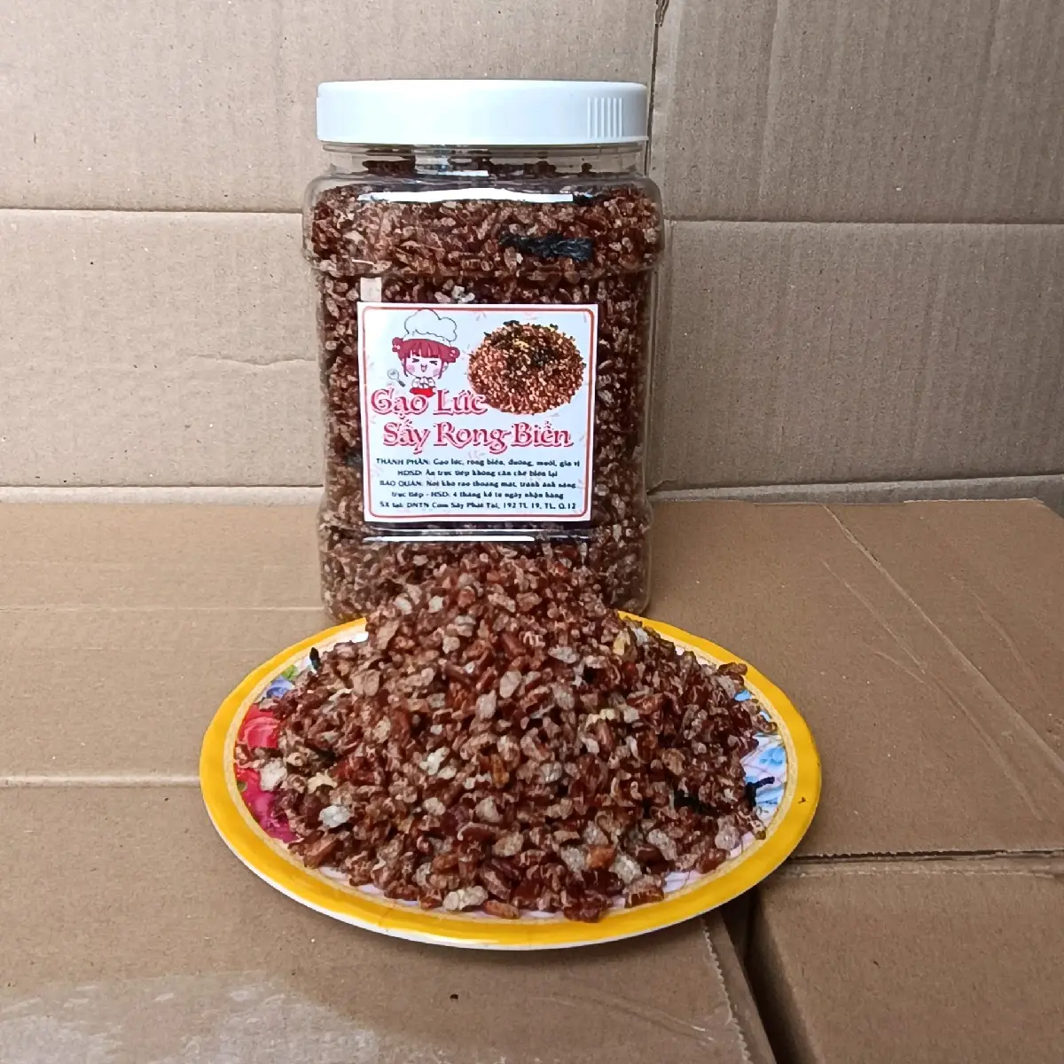 hủ 500gram gạo lức sấy rong biển