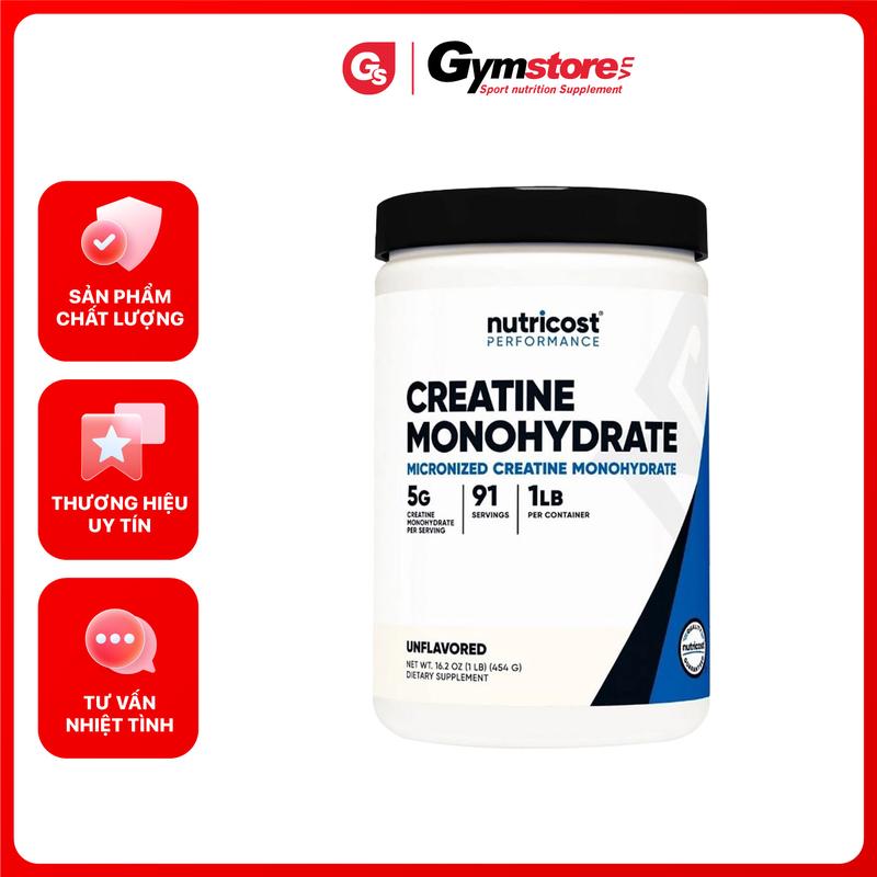 (Vón nhẹ) Bột Tăng Sức Mạnh Nutricost Creatine Monohydrate Micronized Made in USA Tăng Hiệu Suất Tập Gym