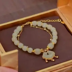 Gelang Tangan Giok Keberuntungan Rumbai Gelang Giok Rumbai 2 Layer