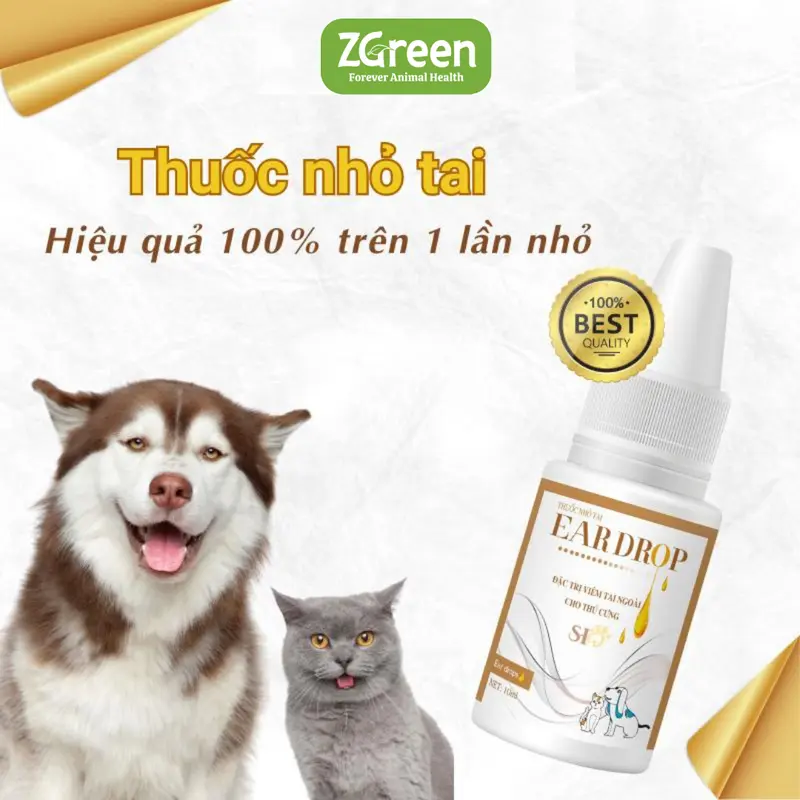 Dung dịch nhỏ tai cho chó mèo EAR DROP - viêm tai ngoài do viêm nhiễm, nấm - chai 10ml 0