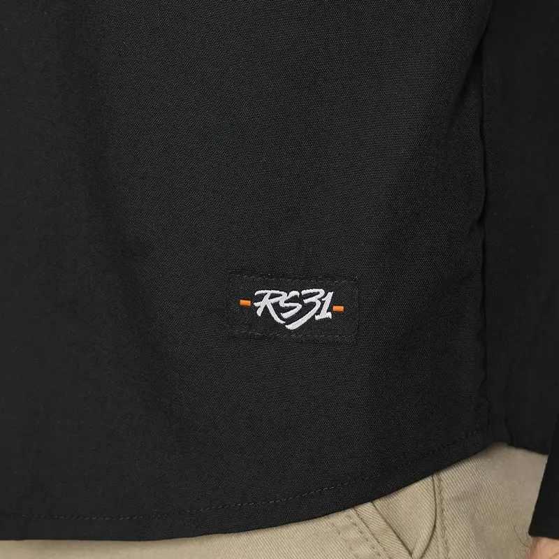 RS31 Baju Kemeja Alaska Shirt Black Basic Cowok Jumbo - Kemeja Lengan Panjang Pria Hitam Polos Super Big Size 5