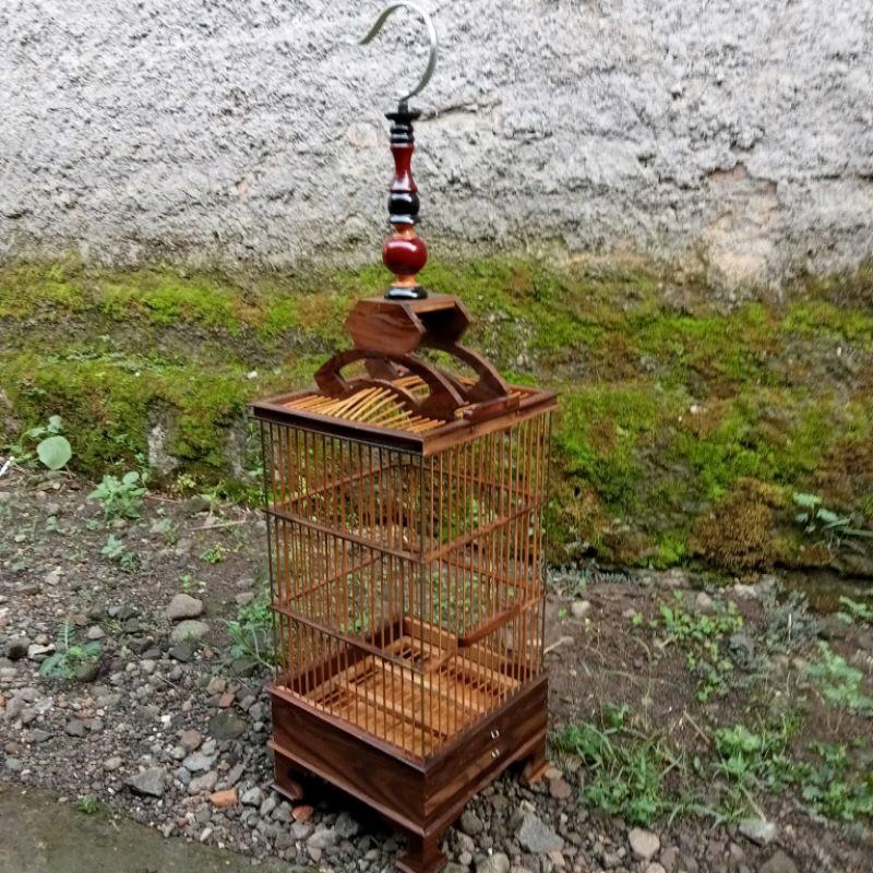 Sangkar kayu Sono Keling replika PCMI kandang kotak pleci kolibri sogon dan sejenisnya 7