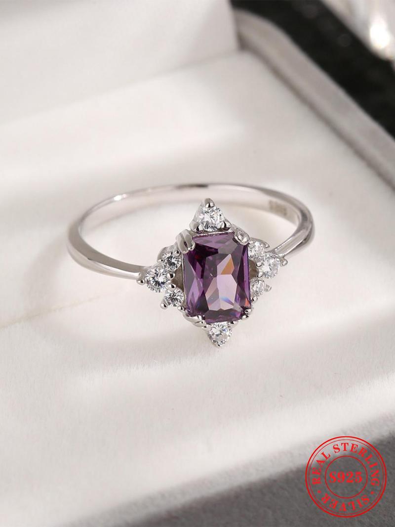 Product Introduction of S925 Sterling Silver Artificial Crystal Ring, Fashion Accessories for Women & Girls, Trendy All-match & Exquisite Jewelry for Birthday Gift 0