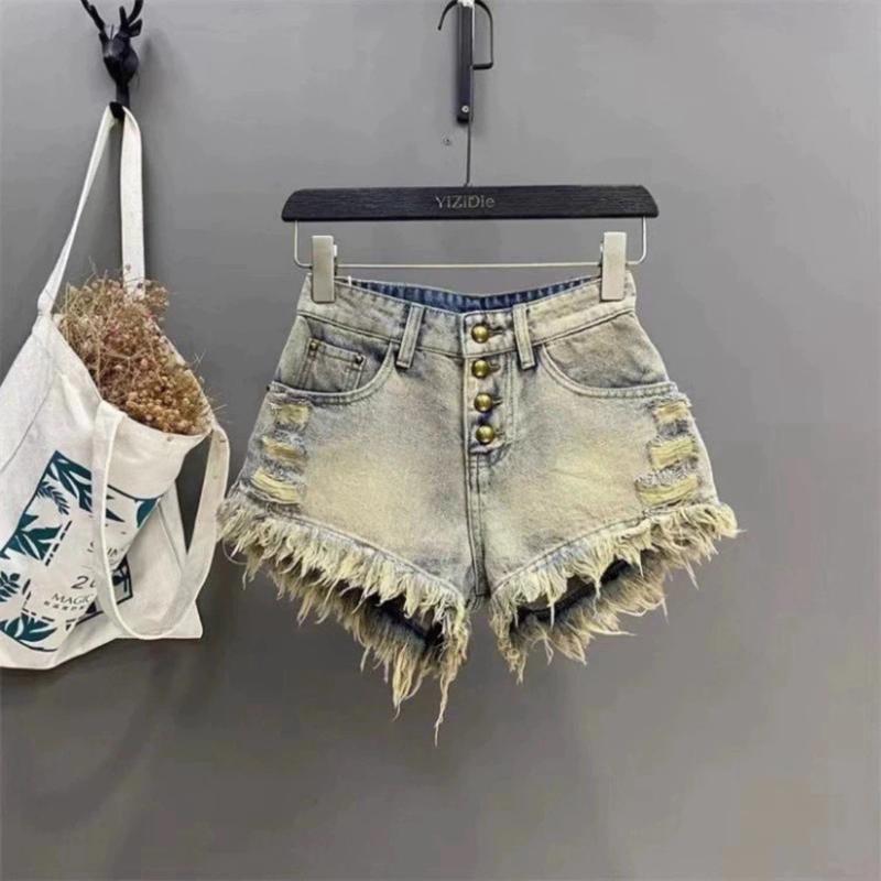 QUẦN SOOC NỮ 4 CÚC KHUY ĐỒNG RÁCH TUA RUA,QUẦN SHORT NỮ RÁCH PHỐI 2 TÚI LƯNG CAO ÔM BODY SIÊU HOT 5